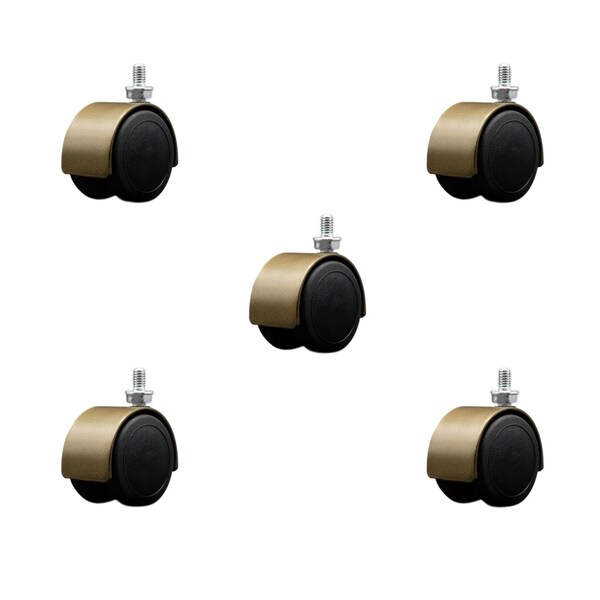 2'' Floor Safe Antique Hooded Twin Wheel Caster 5/16 Threaded Stem, 5PK